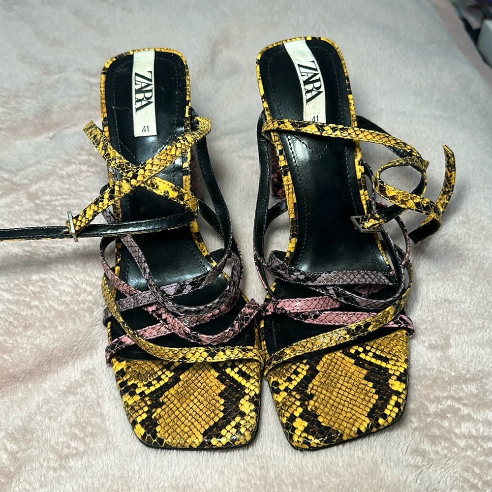 Zara Strappy Animal Print Heels